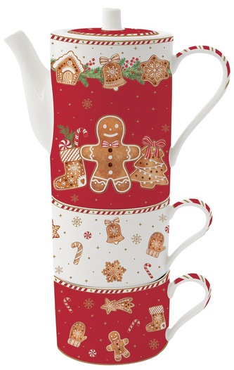 Porcelánový čajový set pro dva Fancy Gingerbread