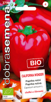 Dobrá semena BIO Paprika zel. - California Wonder, kvadratická červenái 0,3g