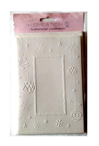 Karty tłoczone + koperty bombki choinkowe 5szt