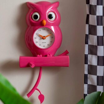 Nástěnné hodiny s kyvadlem sova OWL růřová KARLSSON Nástěnné hodiny s kyvadlem sova OWL růřová KARLSSON