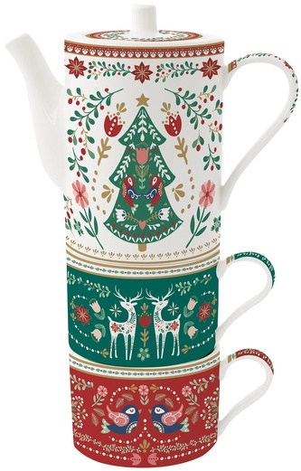 Porcelánový čajový set pro dva Christmas Folk