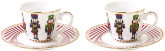 Sada dvou porcelánový šálků a podšálků Nutcracker