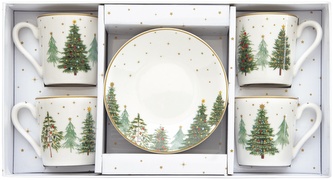 Porcelánové šálky a podšálky Festive Trees