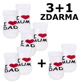 Kojenecké ponožky 3+1 zdarma I love, vel. 56/62; 56/62 (0-3m)