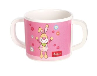 Melamin baby hrníček BUNGEE BUNNY zajíc se silikonem  (7,5 cm) sigikid