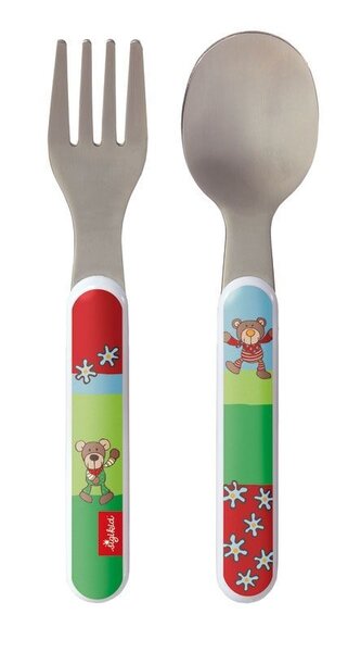 Melamin baby příbor-kov  WILD AND BERRY BEARS medvěd (vidlička a lžíce)  (14 cm) sigikid