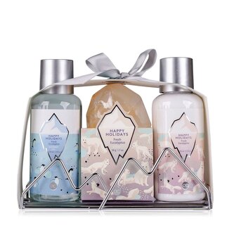 SET koupelový HAPPY HOLIDAYS ve stříbrném držáku na ubrousky ACCENTRA