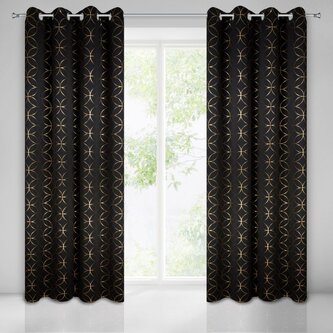 Dekorační vzorovaný závěs "BLACKOUT" zatemňující SAMBUCO 135x250 cm, černá/zlatá, MyBestHome