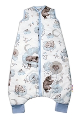 Teplejší spací vak s nohavičkami Baby Nellys, Zvířátka na mráčku, modrý, vel. M; M (2,5r-6l)