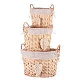 Koš proutěný - regálový, kulatý s uchy, cena za sadu 3 ks