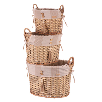 Koš proutěný - regálový, kulatý s uchy, cena za sadu 3 ks