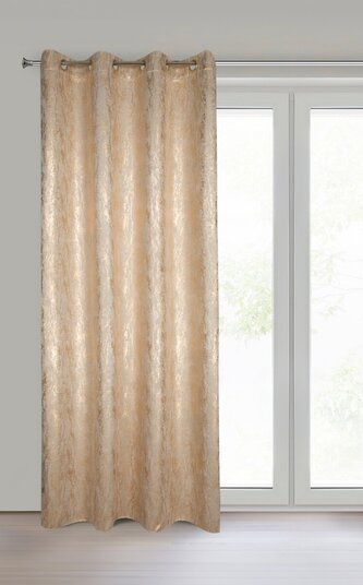 Dekorační vzorovaný závěs s kroužky ELZA béžová 140x250 cm (cena za 1 kus) MyBestHome