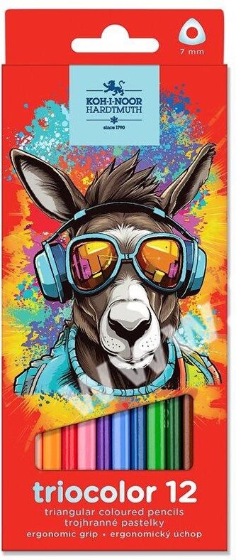 KOH-I-NOOR Trojhranné pastelky Triocolor 12ks Osel