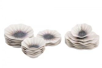 Porcelánová sada 24 ks talířů Abstract bílá/modrá