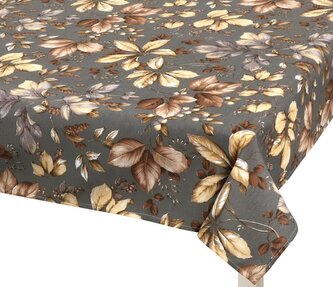 Ubrus EMA - Listí šedá, béžová, hnědá - 70x70 cm