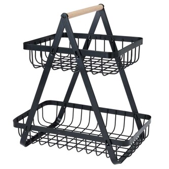 Dvoupatrový koš na ovoce Steel černý