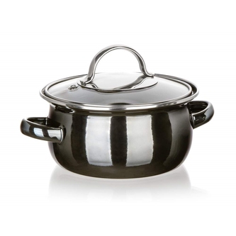 Hrnec smalt ¤20x9cm 2L s poklicí  METALLIC BLACK