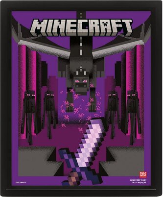 Proměňovací 3D obrázek Minecraft: Duel s drakem (28 x 24 cm)