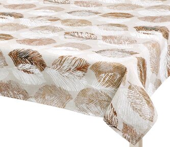 Ubrus EMA - Listy béžová, hnědá - 70x70 cm