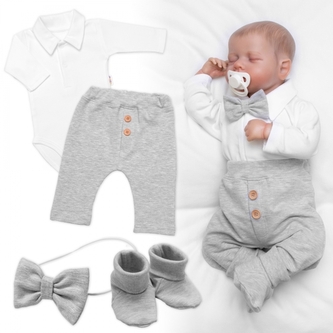 4D sada pro chlapečky Baby Elegán - šedý melír, vel. 74; 74 (6-9m)