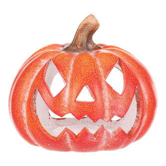 Dýně kulatá s obličejem - keramika, na čaj./LED svíčku, oranžová Dýně kulatá s obličejem - keramika, na čaj./LED svíčku, oranžová