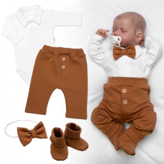 4D sada pro chlapečky Baby Elegán - karamelová, vel. 74; 74 (6-9m)