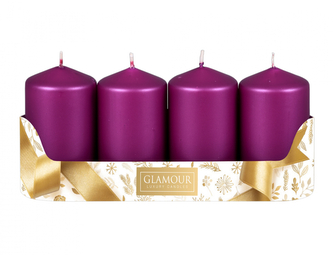 Svíčka adventní metalická matná d5x9cm 4ks