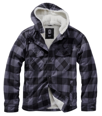 Bunda Brandit Lumberjacket Hooded - šedá-černá, M