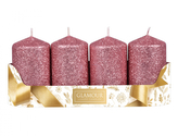 Svíčka adventní glitrovaná d5x8cm 4ks
