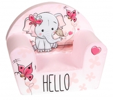 Delsit Dětské křesílko, pohovka - Slon Hello, světle růžové