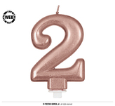 Dortová svíčka zlatorůžová - dvojka 8 cm