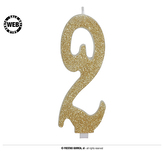 Dortová svíčka zlatá - dvojka 12,5 cm