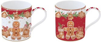 Dva porcelánové hrnky na čaj Fancy Gingerbread