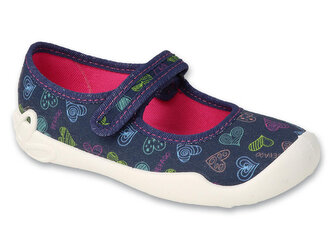 114X535 114Y535 - dívčí balerínky Befado modré, srdíčka 114X535_34