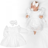 Sukničkobody s volánkem + čelenka New Madeira, 2D sada, bílé, vel. 74; 74 (6-9m)