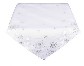 Ubrus Vánoční, Vločky a Vánoce, bílý 85 x 85 cm