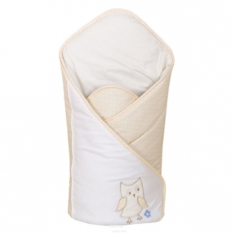 Bavlněná zavinovačka s vyšívkou, Sovička, béžová