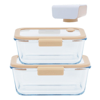 PKV-071 Vakuovací sada 2xdóza, vak.pumpa, PKV-071, 2 x dóza 800 ml a 1,2 L,  borosilikátové tvrzené sklo, silikon, plast, vakuovací pumpa, víčka