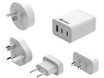 Sandberg 3v1 TravelCharger USB-C/A 65W, cestovní nabíječka, bílá Sandberg 3v1 TravelCharger USB-C/A 65W, cestovní nabíječka, bílá