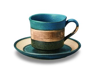 Japonský keramický šálek s podšálkem modrý 130 ml