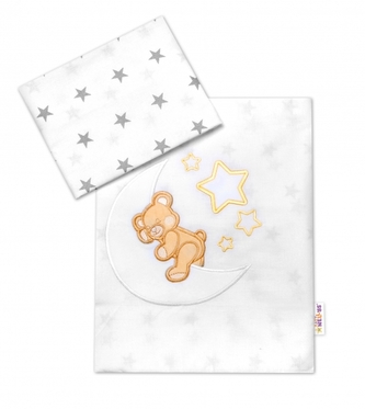 Baby Nellys 2-dílná sada povlečení do postýlky, neutrální barvy, různé výšivky; 120x90