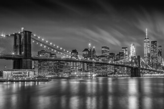 Plakát, Obraz - Melanie Viola - BROOKLYN BRIDGE Nightly Impressions Monochrome, 120 × 80 cm