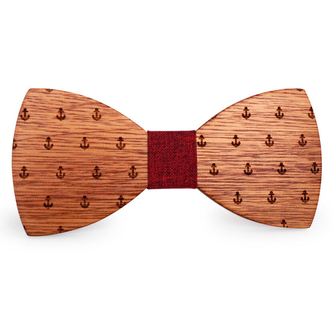 Dřevěný motýlek Gaira Sailor - světle hnědý-červený