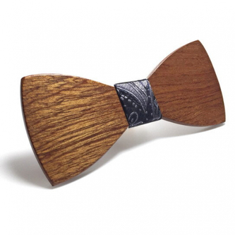 Dřevěný motýlek Gaira Retro - hnědý-šedý