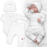 Žebrovaná rostoucí souprava 3D, Baby Boy - bílá; 56/62 (0-3m)