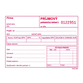 Příjmový pokl.. doklad s DPH A6 číslovaný, samopr. (310)