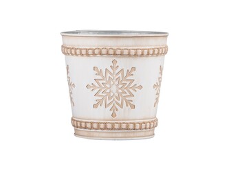 Květináč  plechový 155x115x145mm klasik vločka, bílá, krémová