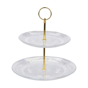 Dvoupatrový podnos, sklo, průměr 23 cm