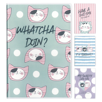 Sešit linkovaný 96 stran M&G s plast. obalem So Many Cats Pastel (4 designy)