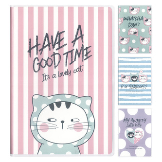 Sešit linkovaný 72 listový M&G s PVC obalem So Many Cats Pastel (4 designy)